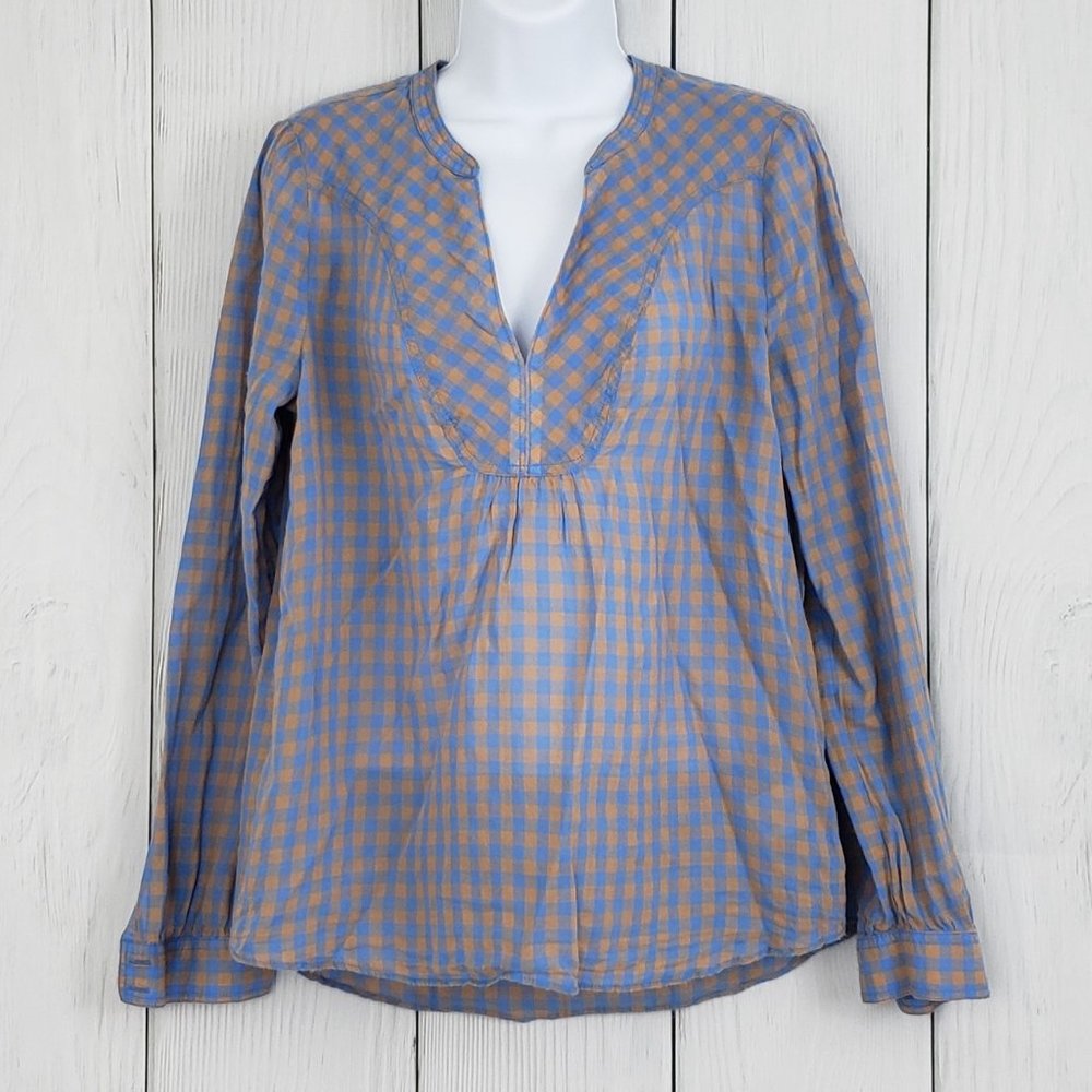 ANTHROPOLOGIE Holding Horses sz 6 Plaid Blouse Top